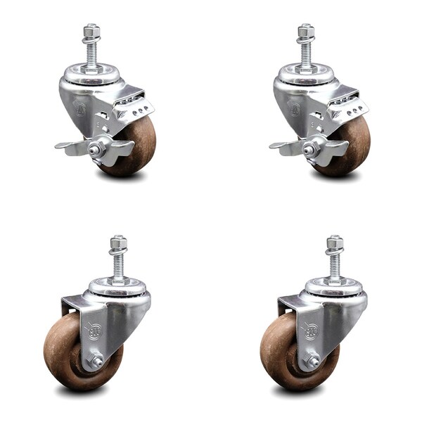 Service Caster 3 Inch High Temp Glass Filled Nylon 10mm Threaded Stem Caster Brakes SCC, 2PK SCC-TS20S314-GFNSHT-M1015-2-TLB-2 - main